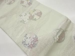 絽花輪に雪芝模様織出し名古屋帯